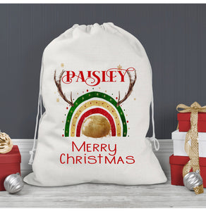 Reindeer Rainbow Christmas Sack