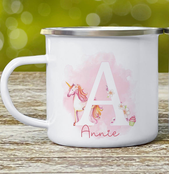 Children's Unicorn Alphabet Enamel Mug