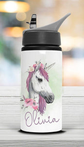 Unicorn Water Bottle, Unicorn Gift, Personalised Bottle, School Bottle