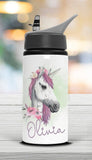 Unicorn Water Bottle, Unicorn Gift, Personalised Bottle, School Bottle