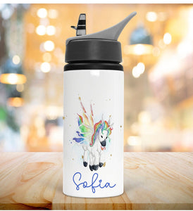 Personalised  Children's Unicorn Water Bottle, Rainbow Unicorn Bottle, Unicorn Gift