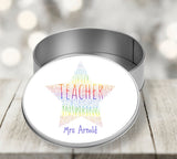 Teachers Storage Tin, Thank You Gift, Treat Tin, Leaving Gift