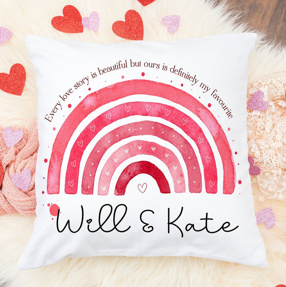 Personalised Love Rainbow Cushion, Personalised Gift, Engagement Gift ,Wedding Gift