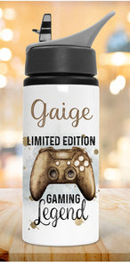 Personalised Gamer Water Bottle, Game Controller Bottle, Gamer Gift