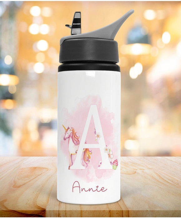Children's Unicorn Alphabet Water Bottle