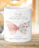 Rose Gold and Grey Floral Butterfly Mug