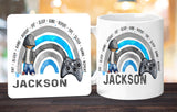 Personalised Mug Gift, Gamer Rainbow Mug, Mug & Coaster Gift Set, Gamer Gift