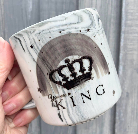 Personalised King Mug Gift, Marble Mug, King or Queen Mug, Mug & Coaster Gift Set, King , Queen Gift