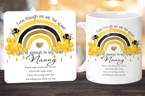 Personalised Mug Gift, Bee Rainbow Mug & Coaster Gift Set, Bee Gift