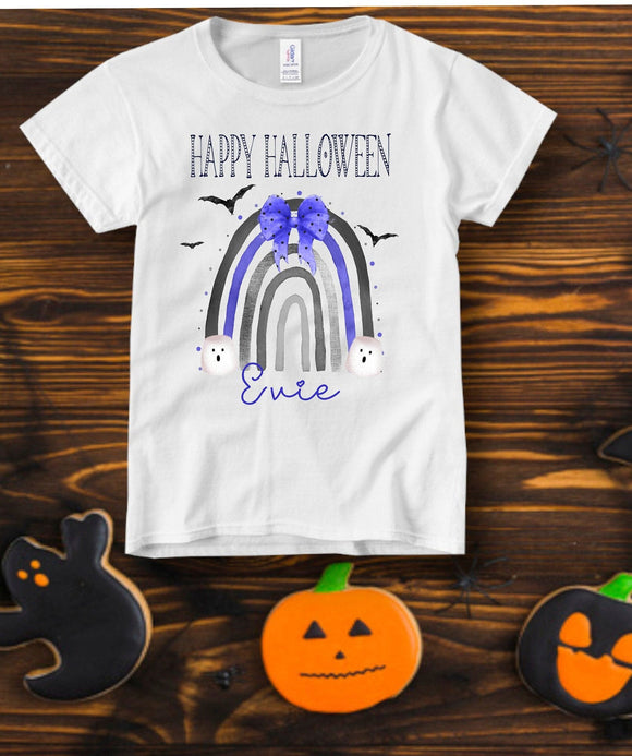 Personalised Children's Halloween T-shirt, Halloween Rainbow T-shirt, Trick Or Treat T-shirt, Halloween Gift