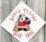 Santa Stop Sign, Santa Stop Here Window Sign, Reindeer Rainbow Stop Here Sign, Christmas Decor