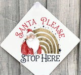 Santa Stop Sign, Santa Stop Here Window Sign, Reindeer Rainbow Stop Here Sign, Christmas Decor