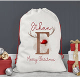 Reindeer Initial Christmas Sack