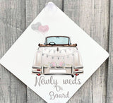 Personalised Just Married Car Sign, Vintage Wedding Car Sign, Just Married Sign, Wedding Gift