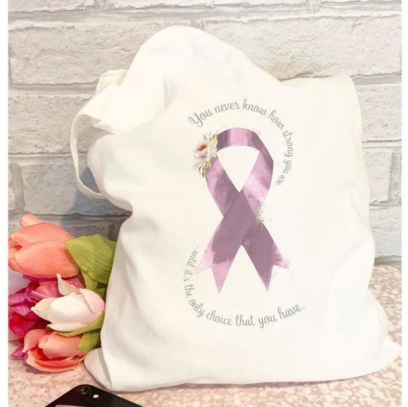 Personalised  Cancer Awareness Ribbon  Tote Bag, Cancer Survivor, Reusable Shopping Bag, Tote Bag