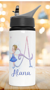Personalised Ballerina Initial Water Bottle, Dancer Alphabet Bottle
