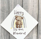 Personalised  Baby On Board  Sign, Baby Bear Car Sign