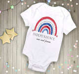 Personalised Baby Vest, Independence Rainbow, Independence Day Onesie