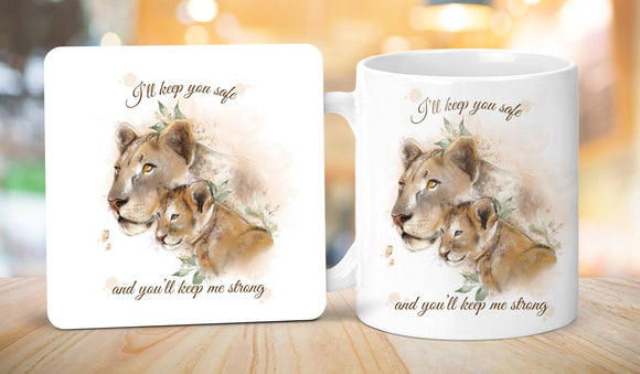Personalised Lioness and Cub Mug