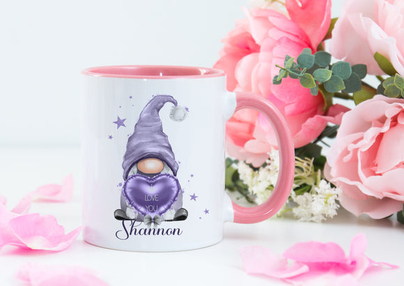 Personalised Lilac Valentines Gonk Mug