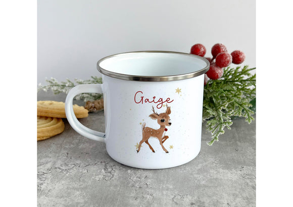 Reindeer Christmas Enamel Mug