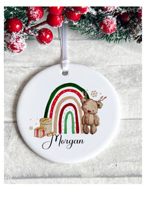 Reindeer Bear Ceramic Bauble