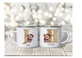 Santa Bear Alphabet Christmas Enamel Mug